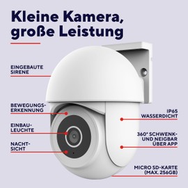 Trust IPCAM-3900 Outdoor Surveillance Camera, 360° WiFi Camera with Night Vision, Built-in Light/Siren/Microphone, Outdoor Camera with App Control, Smart Home Video Surveillance, White