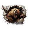 GRAZDesign Coolles Wall Sticker Bear Wall Breakthrough Brown Bear Wall