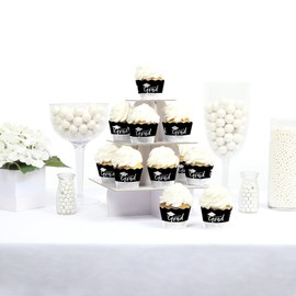 Best is Yet to Come - Envoltorios para cupcakes (12 unidades), Black & White Grad Cupcake Wrappers