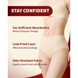 REELINDRY Womens Incontinence Underwear Washable 2 oz Absorbent Leakproof Protective Panties for Postpartum Urinary Leakage 1 Pack (Beige, XL)