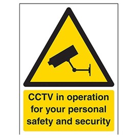 V Safety Security Notice, CCTV In Operation For Your Own Personal Safety And Security Sign - 150mm x 200mm - 1mm Rigid Plastic