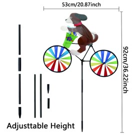 2 Pack 20 Inches Animal Bike Spinners Decoration, Colorful Dog and Cat Pinwheels with Stakes, Windmill Wind Spinner for Yard Garden Lawn, Large Pet Pin Wheels Outdoor Decor Gifts for Kids