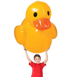 Fun Express Giant Blow Up Duck, Great for Baby Showers, Birthdays, Easter Decor and Pool Parties, Nearly 4 Feet Long and Tall