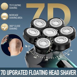 Head Shavers for Bald Men,6 in 1 Electric Razor Waterproof Bald Head Shavers for Men Electric Mens Head Shaver with Nose Trimmer, Cordless Shaving Machine for Face Beard Scalp Body Hair Wet Dry Use