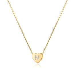 M MOOHAM Initial Necklace for Women, Dainty 14K Gold Plated Letter N Initial Heart Necklace for Women, Mothers Day Birthday Gifts for Daughter Girls