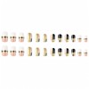 FORBELOVED NAILS|Pink,Black And White Shiny Golden Line Press On Nails|Short