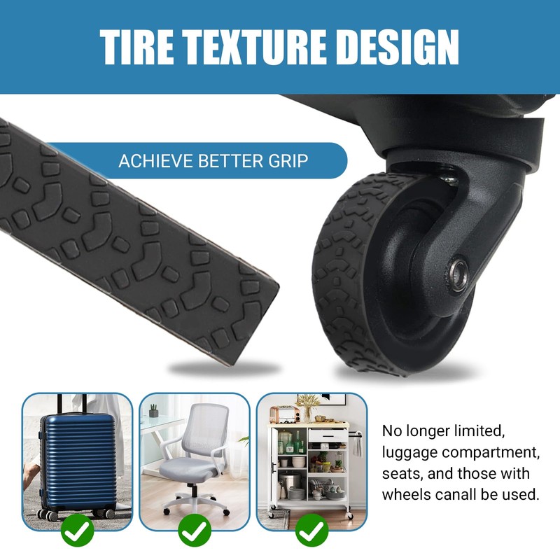 Cuttable Luggage Wheel Covers,12pcs Silicone Luggage Wheel Protector Covers Self-Adhesive,