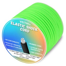 1/4 in x 50 ft Elastic Bungee Shock Cord,Neon Green Nylon Elastic Rope,Bungee Rope for Camping, Kayak,Decks for Repairing Tent Poles, DIY, Tie Downs