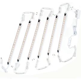 Under-Cabinet LED Lighting Kit - Warm White (3000K) | 6x Linkable Display Case Light Strips | Ultra-Slim & Energy Efficient | Includes Rocker Switch & UK Adapter | Ideal for Kitchens & Closets