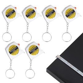 6 Pcs 3 Feet(100cm) Keychain Tape Measure, Mini Tape Measure Keychain Portable Retractable Steel Tape with Slide Lock Automatic Rebound for Party Favors and Daily Use, Bright Silver Electroplating