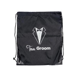 Sai Creations Team Groom Drawstring Bag - Black Polyester - Durable and Stylish Gift for Weddings and Bachelor Parties