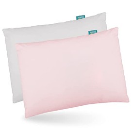 Baby Toddler Pillow 2 Pack with Pillowcase (13 x 18), Baby Toddler Pillows, Machine Washable Soft Travel Pillow, Grey and Pink