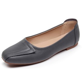 VenusCelia Women's Plain Dance Flat Shoe (7.5 M US,Faux Grey)