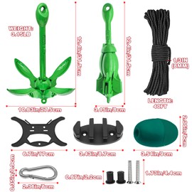 FREGITO Kayak Anchor kit, 3.5lb Jet Ski Anchor Folding Boat Anchor Kit with 40FT Nylon Rope, Marine Anchor SUP Paddle Boards Small Boat Anchor with Fishing Kayak Accessories