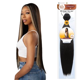 Sensationnel Curls kinksandco synthetic bundles - straight quick weave hair or pony styles for natural 3c to 4c hair textures - 1 pack (18 inch, GINGERCOPPER)