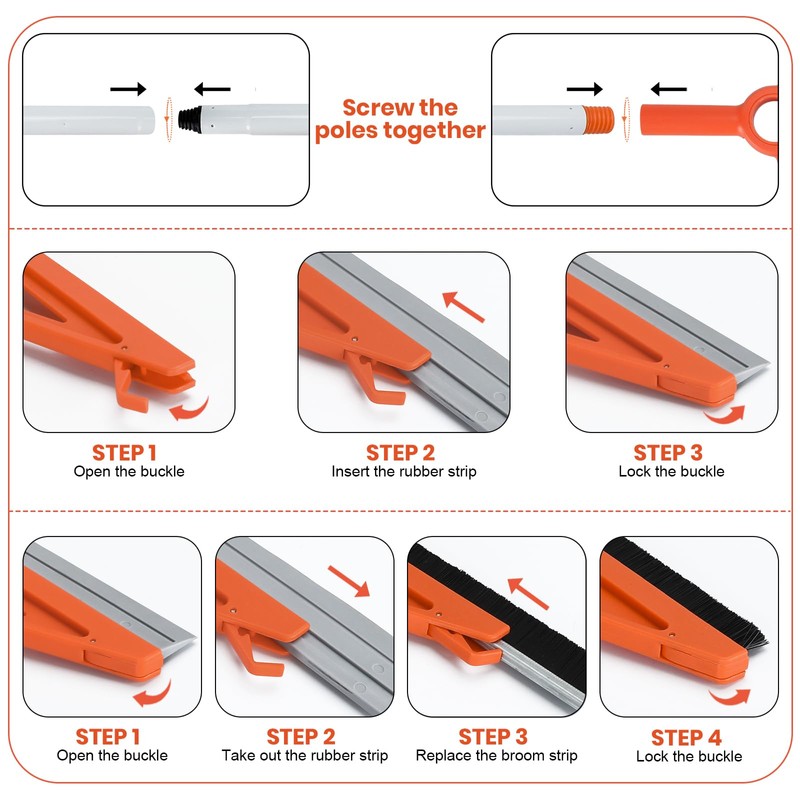 MAVRIZ Air Broom with Removable Rubber Strip and Broom Bristle,