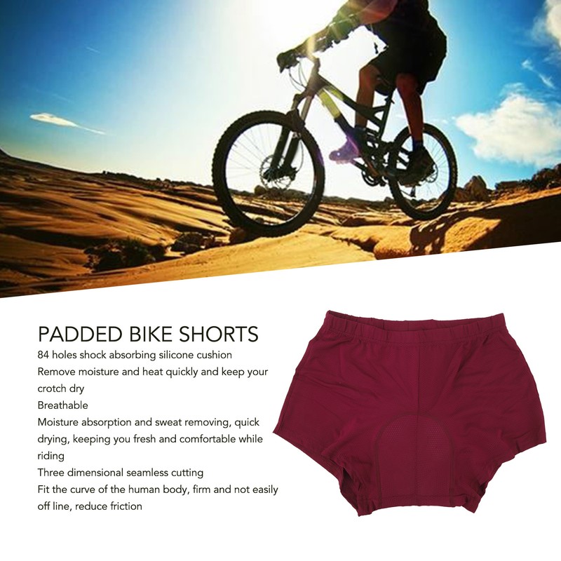 Padded Bike Shorts Breathable Quick Drying Elastic Silicone 3D Padding