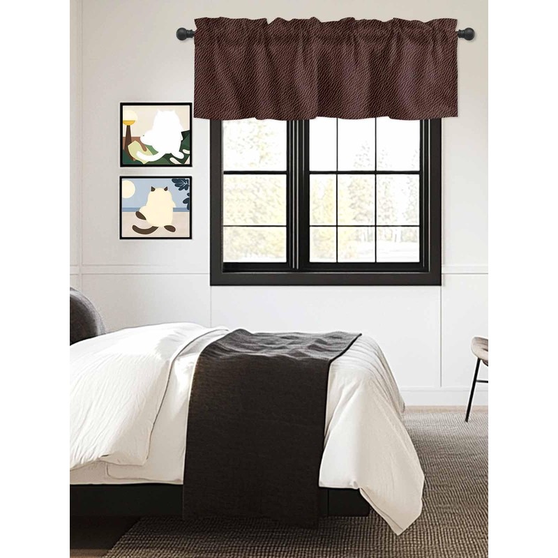 Hokiten Brown Leather Texture Window Valance Curtains, Window Treatment for