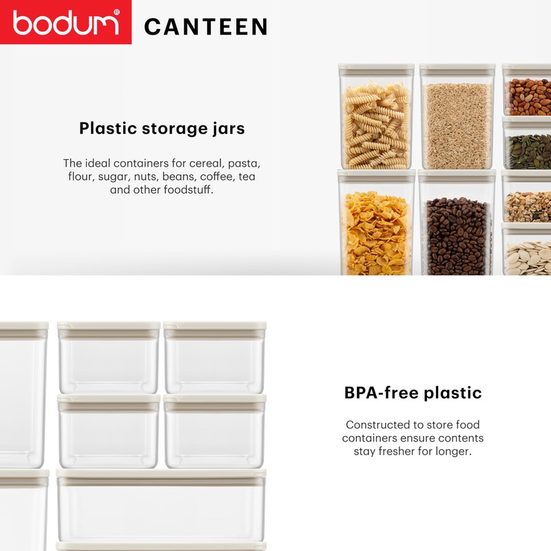 Bodum Canteen Storage Jar Set, BPA-Free Plastic, Airtight Silicone Seal,