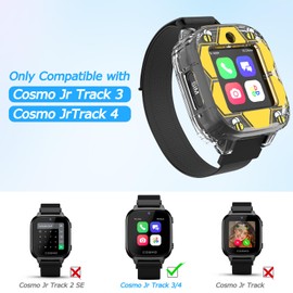 2 Pack Edge Protector Compatible with Cosmo JrTrack 3 & JrTrack 4 Kids Smartwatch, Soft TPU Material Cute Protective Case Cover Accessories for Kids Boys Girls(Dinosaur+Bee)