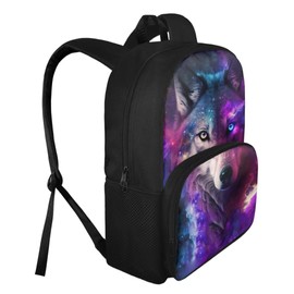 Showudesigns Galaxy Wolf Backpack for Boys Age 9-10 10-11 11-12 Kids School Bag Secondary Primary School Book Bag With Side Pocket Teenager Schoolbags 15inch Laptop Backpacks Travel Daypack
