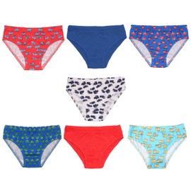 Thingimijigs Boys' 7 Pack Cotton Briefs – Transport Prints – 3-4 Years