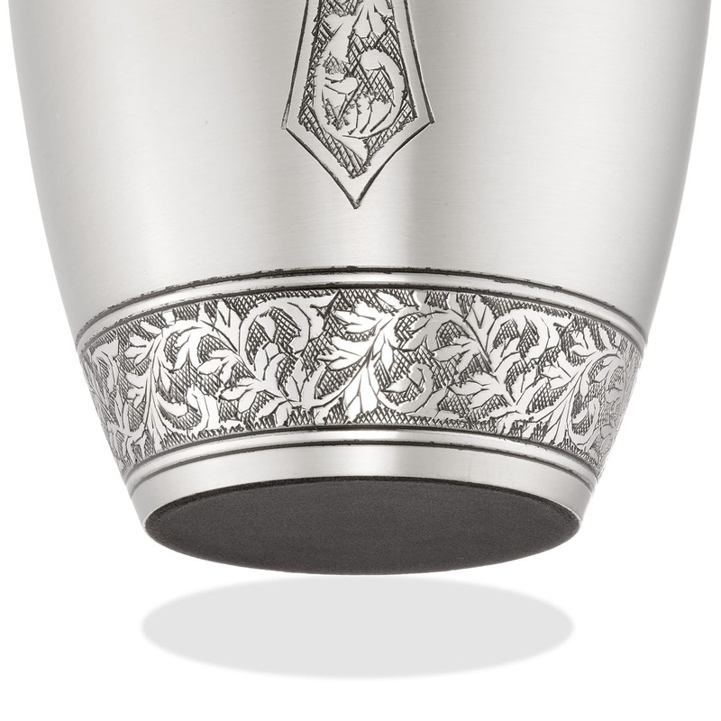 Reminded Adult Cremation Memorial Urn for Human Ashes, Pewter Etched