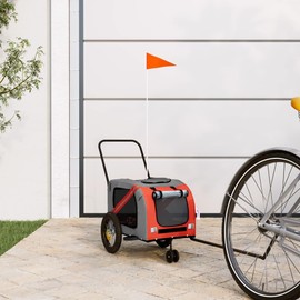 vidaXL - Pet Bike Trailer - Orange/Black - Oxford Fabric/Iron - Comfortable, Safe, Multi-Purpose, Easy Access, 24.4x15.7x15.7