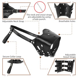 BARKLESS Dog Muzzle Leather, Soft Secure Anti-Barking Leather Muzzle for Large Sized Dogs to Prevent Biting, Breathable and Adjustable, Allows Drinking and Panting, Used with Collars