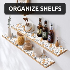 FIFTY FEET 12X120 Inch Shelf Liner for Kitchen Cabinets, PVC Drawer Liner for Dresser Non-Slip Bathroom, Non-Adhesive Cabinet Liner Washable (Yellow Floral)(1 Roll)