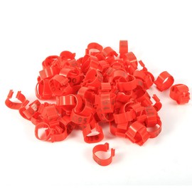 Ejoyous Pack of 100 Chicken Rings Chicken Leg Rings, 16mm 001-100 Numbered Plastic Poultry Leg Rings Identification Leg Bands Numbered Clip for Chicken Duck Chicken Goose(Red)