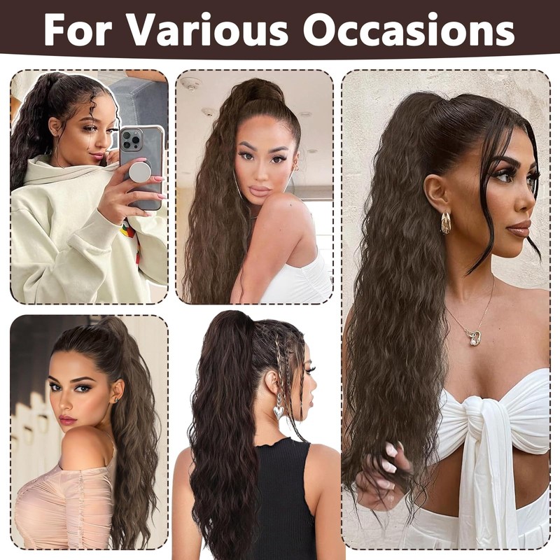 Hair Extension Braid, Ponytail Extension, Wavy Texture, Includes Clips for