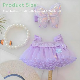 Satakara Doll Clothes Set for 17cm Dolls - Princess Dress Outfits with Bonnet/Bow Hair Accessories, Cute Clothes for Display & Photography (STK07)