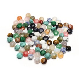 40 Pcs Healing Loose Beads Faceted Oblate Shape Natural Necklace Stone Pendants Crystal Charms for Jewelry Making DIY Craft