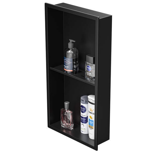Bernkot Stainless Steel Shower Niche 24" X 12" Matte Black
