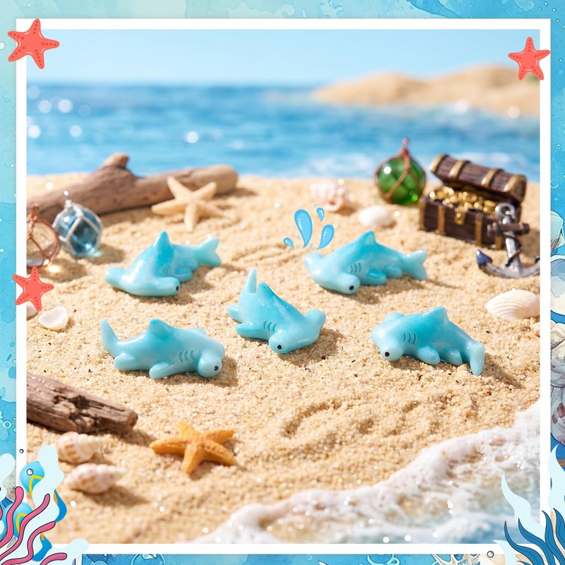 Geelin 50 Pcs Mini Resin Hammerhead Shark Figurines, Tiny Sharks