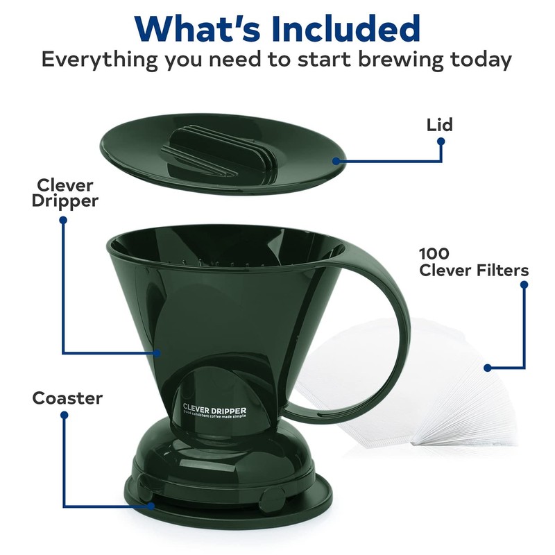 Clever Coffee Dripper and Filters, Large 18 oz| Barista's Choice|