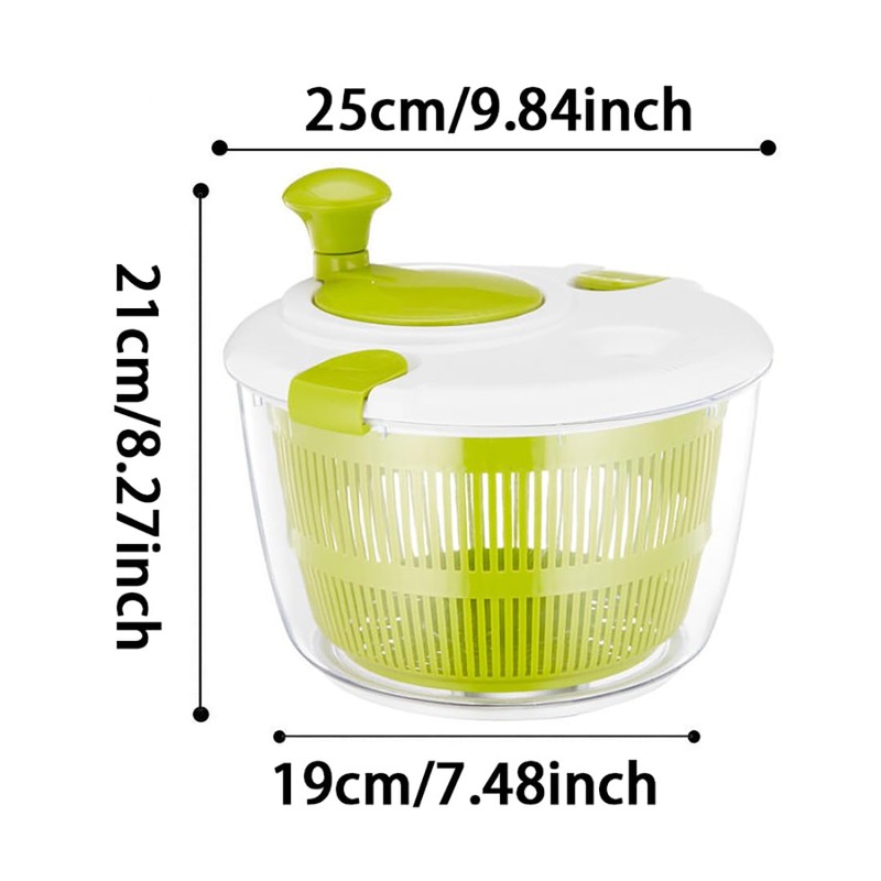 Salad Spinner, Vegetable and fruit dehydrator，Easy to Clean, high-capacity，White/Green