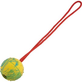 Sprenger Hundespielzeug Gummiball mit Seil I Zerrspielzeug oder Wurfspielzeug mit Schnur, robuster Ball für Hunde, Ø 75mm