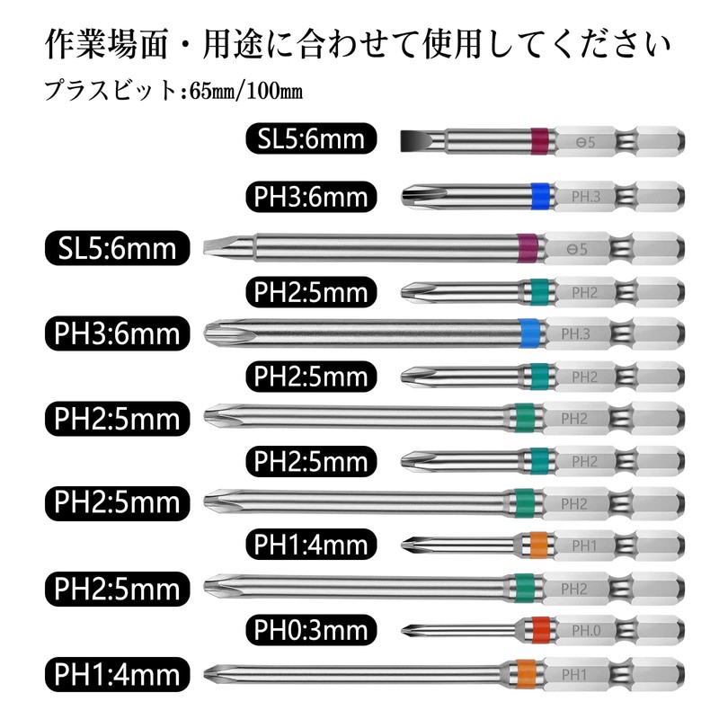 OIENNI Phillips Bit Screwdriver Bit Set, 7 Pieces, 2.6 inches