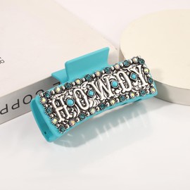 BVGA Western Hair Claw Clips for Women Turquoise Cowgirl HOWDY Hair Claws Western Hair Accessories Country Vintage Cowgirl Outfits Party Favors Gifts (Pattern D)