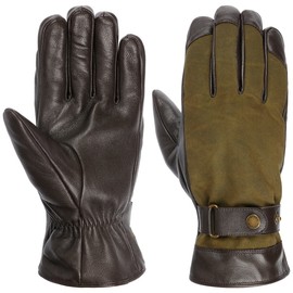 Stetson Nappa Waxed Cotton Leather Gloves Finger Gloves Men's Gloves with Lining, olive