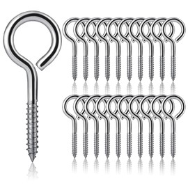 20Pcs M3 x 40 Eyelet Screws Vine Eye Bolts Eye Screws Hooks Metal Screw-in Hook Heavy Duty 304 Stainless Steel Self Tapping Ring Screw Nails
