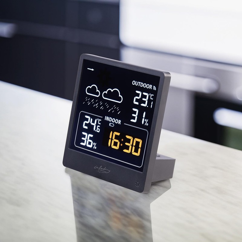 infactory Digital Barometer: Set of 2 Weather Stations with Outdoor