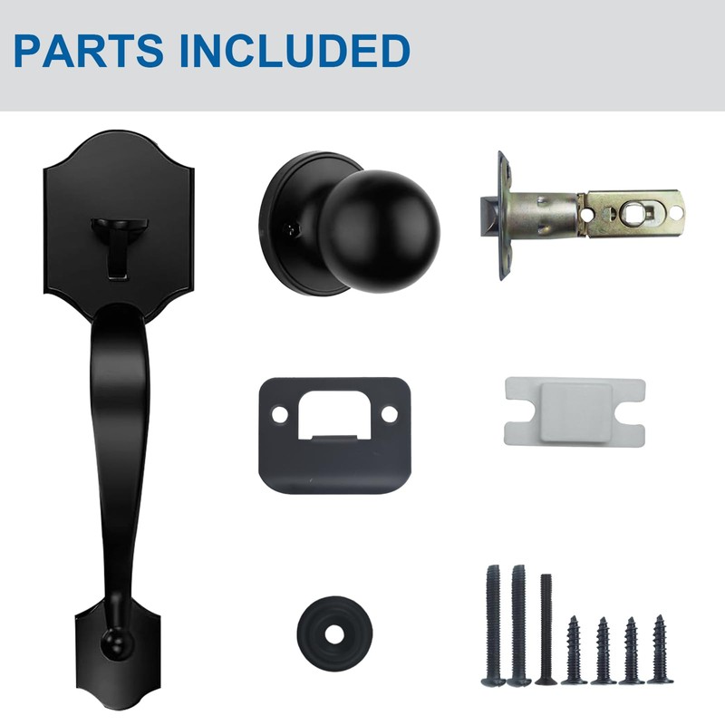 Comfhouse Front Door Lock Handle, Entry Handleset Exterior with Interior