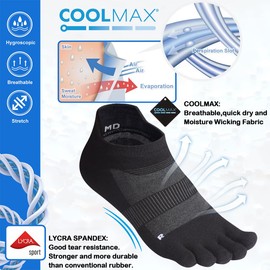 Meaiguo Coolmax Toe Socks for Men/Women Running Athletic Five Finger Socks with toes Moisture Wicking Lightweight 3 Pairs(M/Black,Blue,Red)