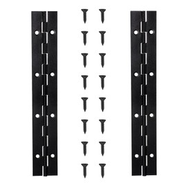 Piano Hinge, 2 Pcs 8 Inch Black Stainless Steel Continuous & Piano Hinges with 16pcs Screws, 1.2" Open 0.04 Inch Thick Heavy Duty Piano-Hinge for Folding Cabinet Doors Toolbox Wooden Box Furniture