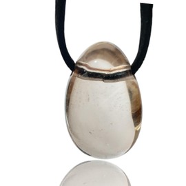 Steinfixx® - Edelstein Anhänger aus echtem Rauchquarz | Tropfenanhänger | klare Qualität | mit 80 cm Wildlederband