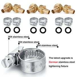 Garden Solid brass Hose Repair Connector with Clamps,Fit for Garden Hose Fitting,Male and Female Hose Fittings 10 Set (1/2"-10 Set)