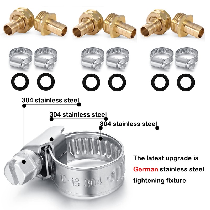 Garden Solid brass Hose Repair Connector with Clamps,Fit for Garden